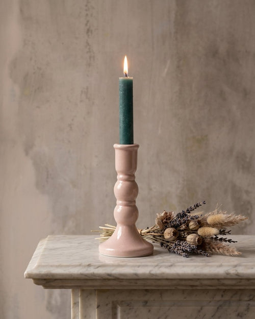 Ceramic Candle Holder in Blush Pink, Large
