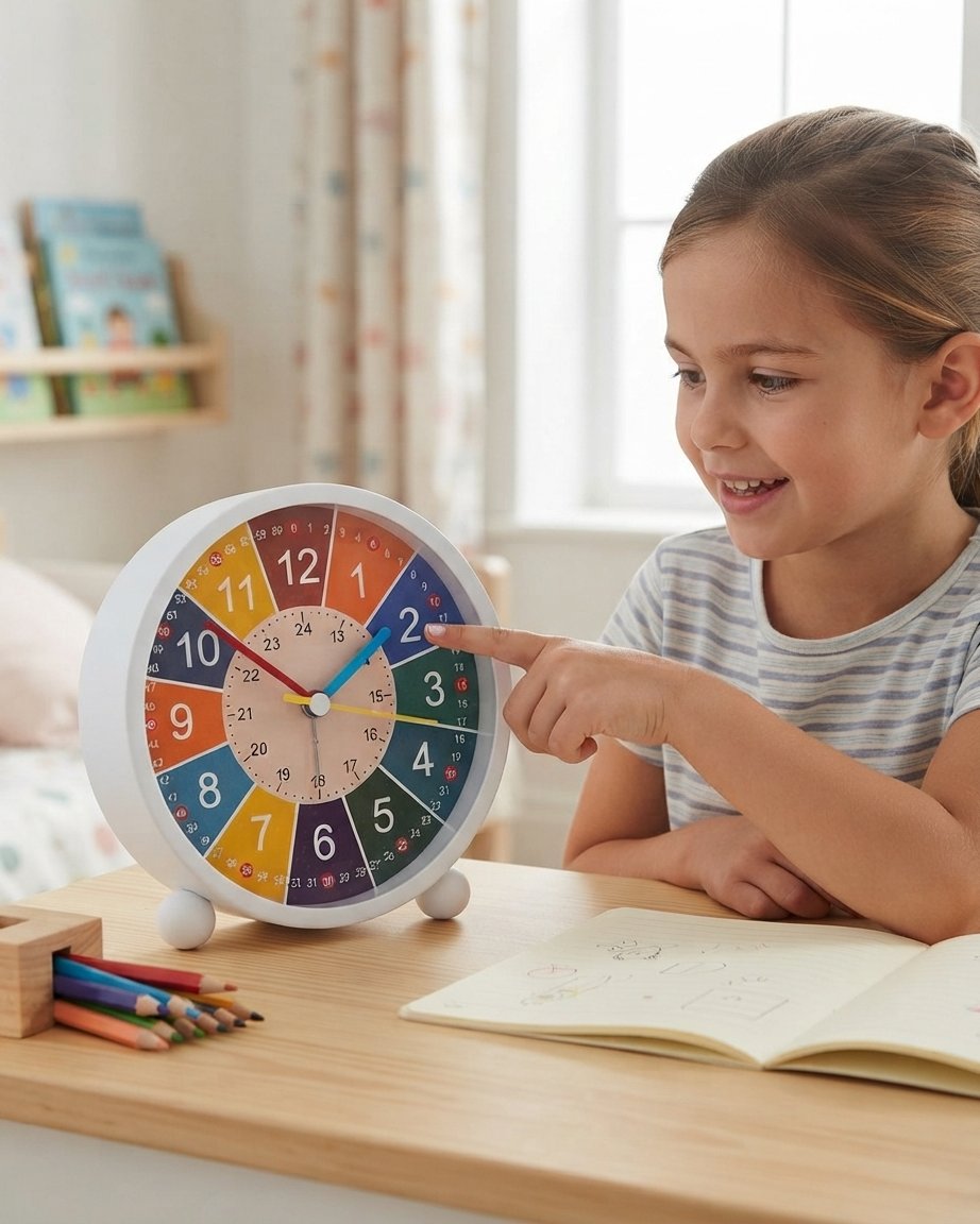 Children's Educational Colour Clock with Silent Alarm