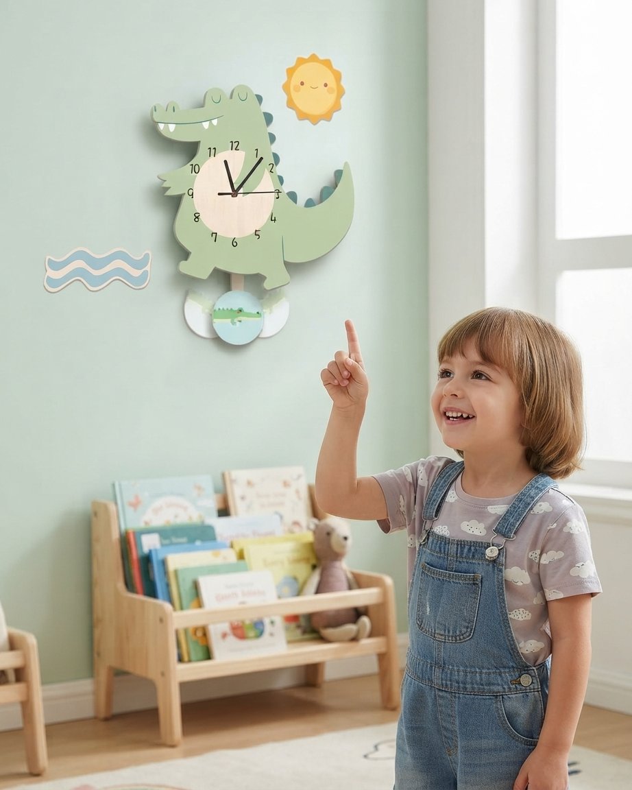 Children's Pendulum Wall Clock with Animal Design