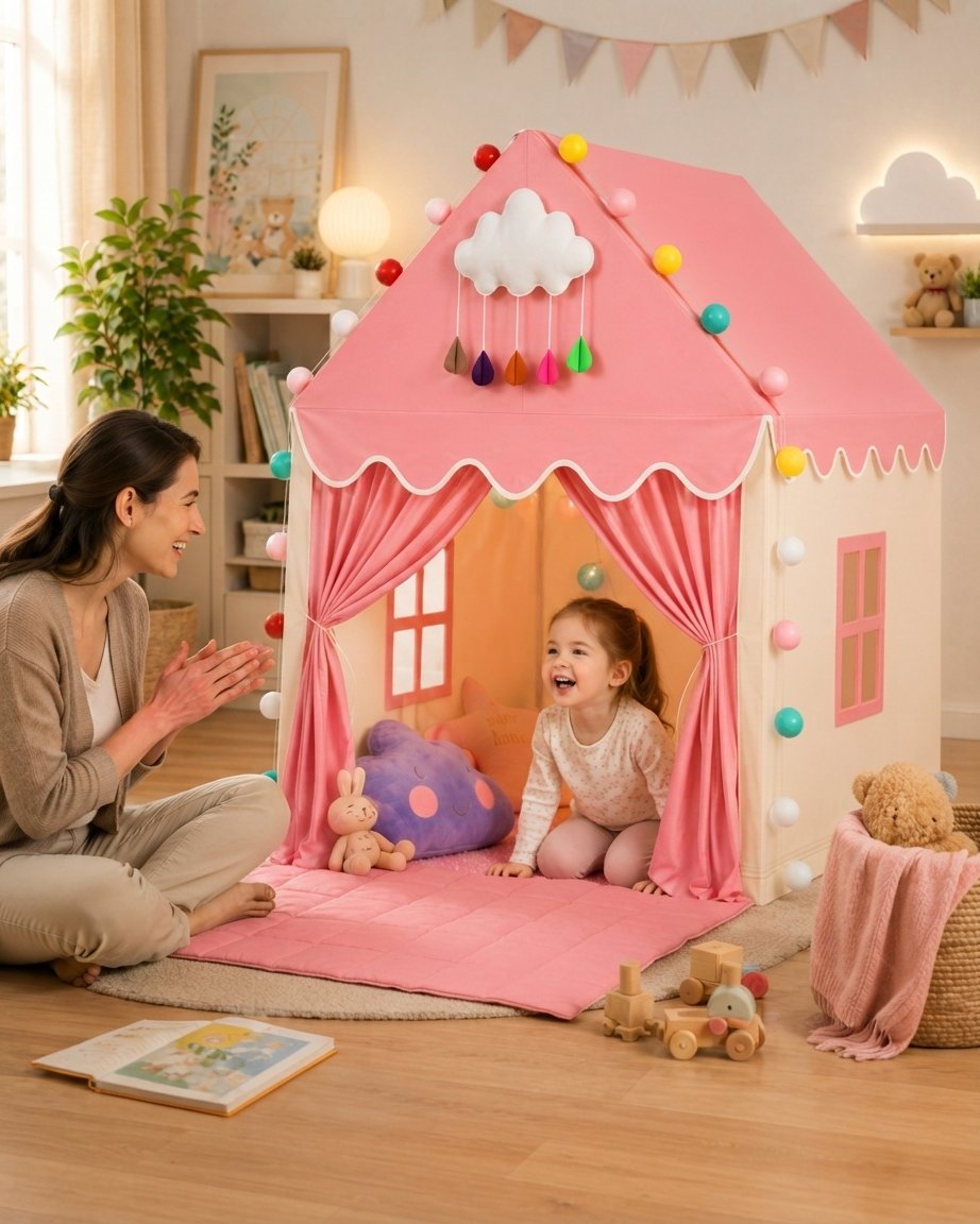 Children's Play House Tent with Padded Mat and Lights