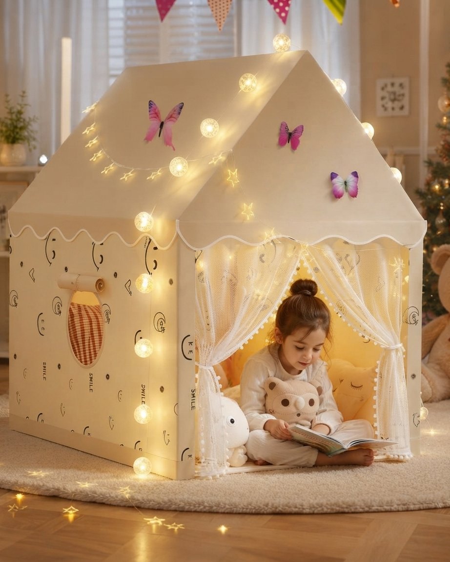 Children's Princess Play Tent with LED Star Lights