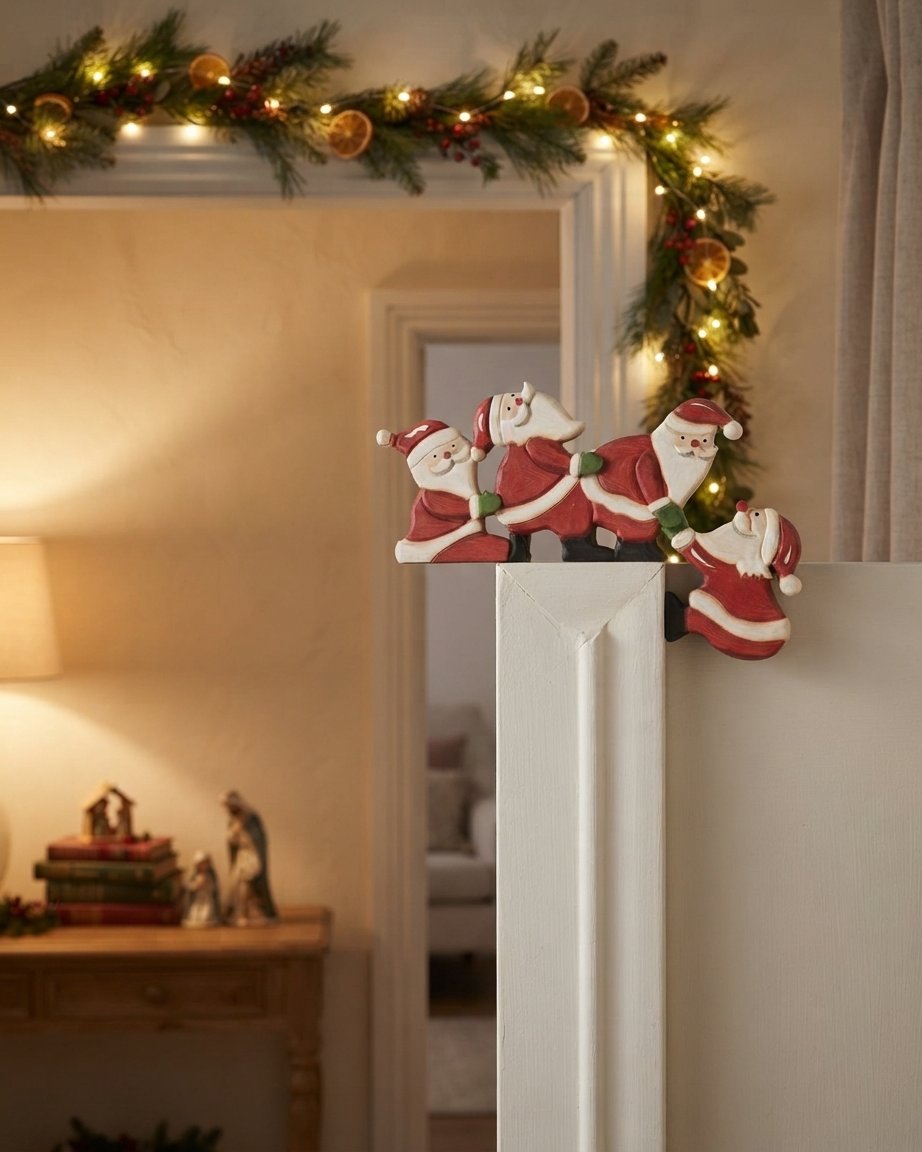 Christmas Door Frame Decoration, Wooden Festive Motif