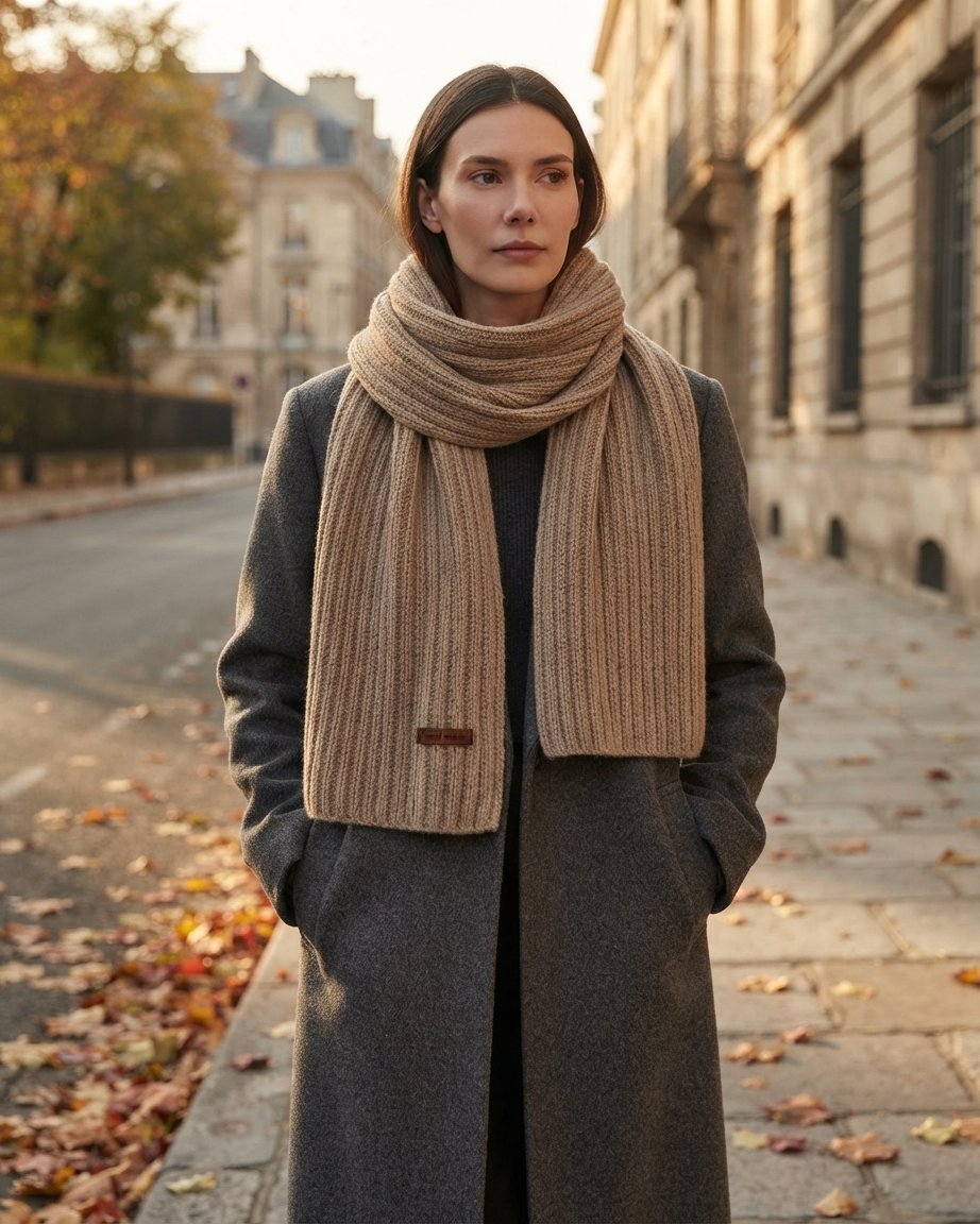 Chunky Ribbed Knit Scarf – Extra Long, Unisex
