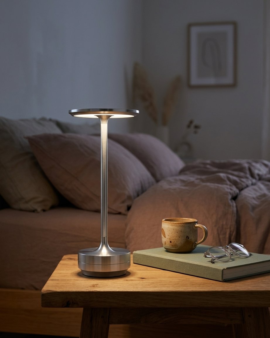Cordless Touch Lamp with Warm LED Glow, Dimmable
