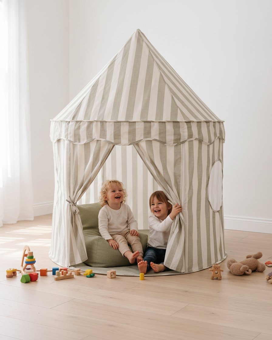 Cotton Play Tent & Mini Bean Bag Lounger Bundle – Sage