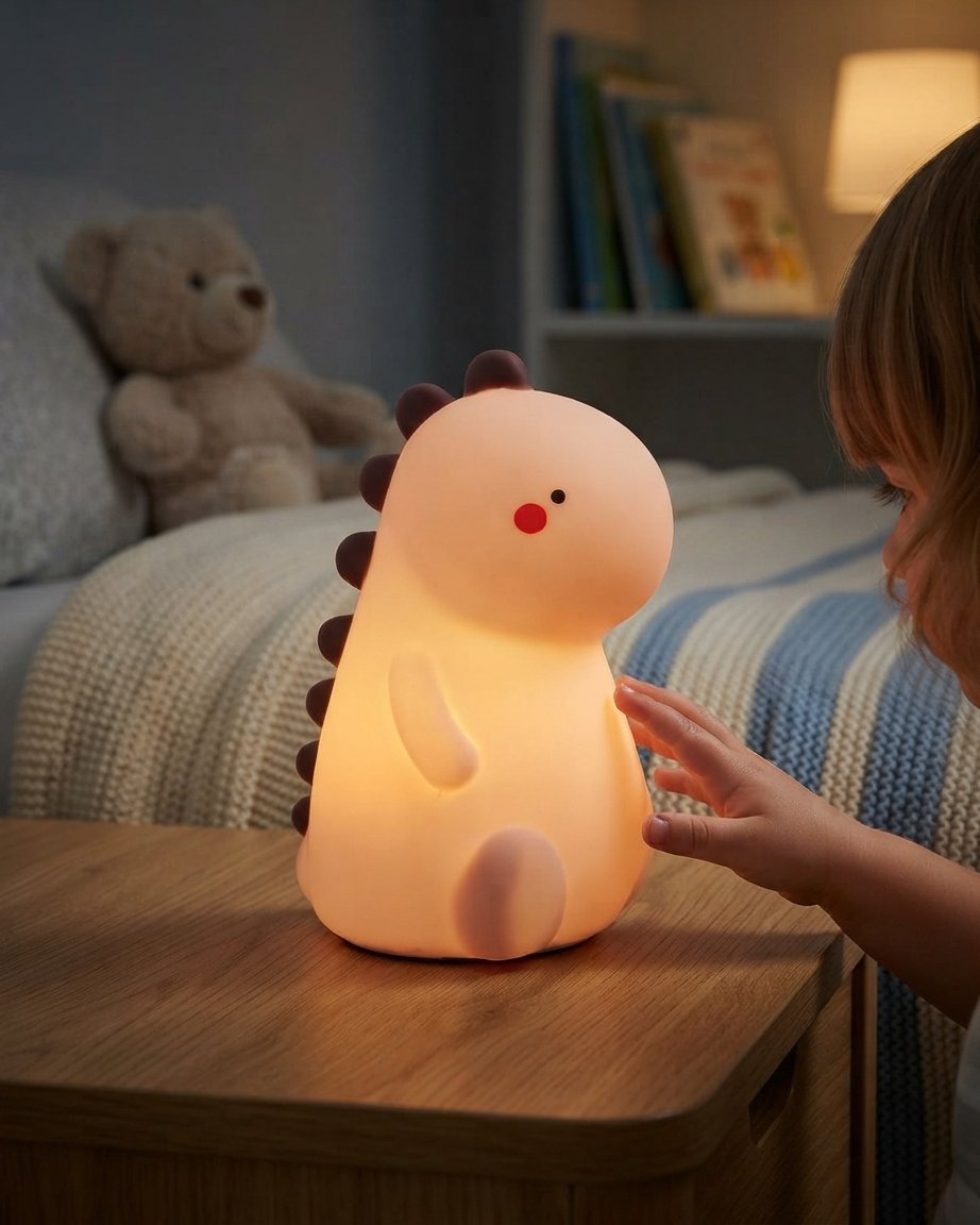 Dinosaur Silicone LED Night Light for Kids, 7 Colours