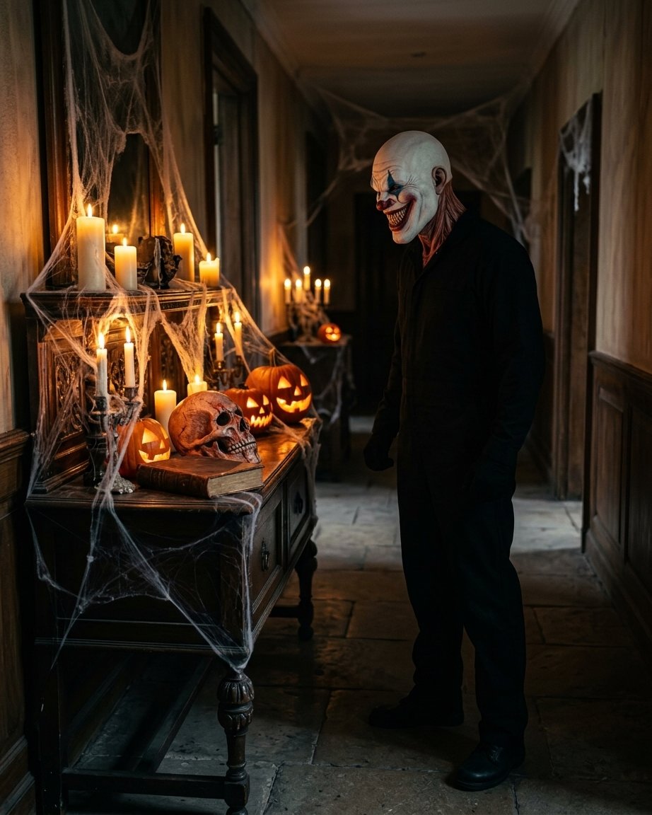 Double-Layer Peel-Off Halloween Mask – Creepy Clown and Bloody Skull Full Head Latex Costume Mask