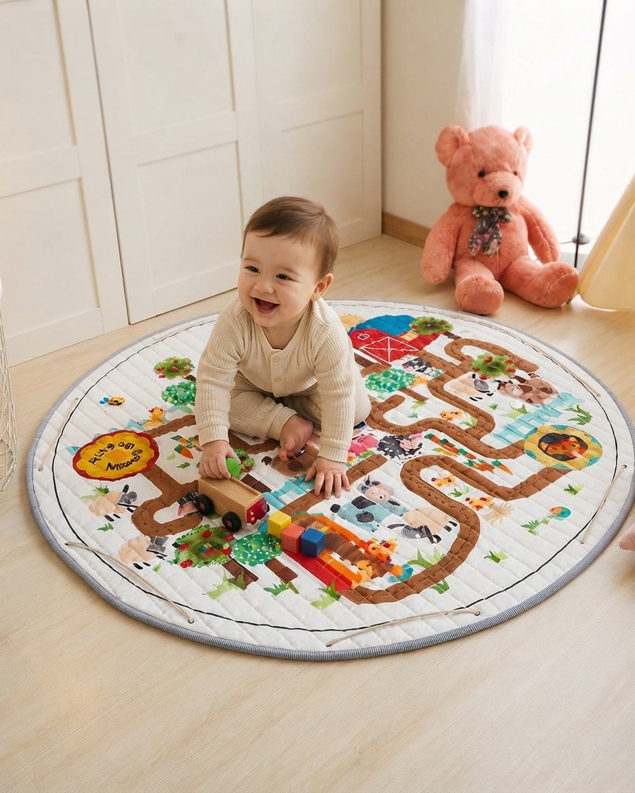 Farm Maze Baby Play Mat with Storage Function