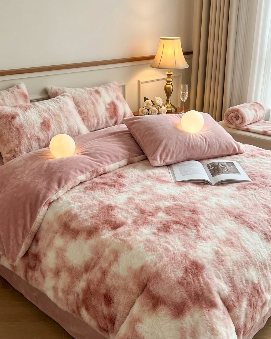 Faux Rabbit Velvet Duvet Cover Set, 4-Piece Winter Bedding