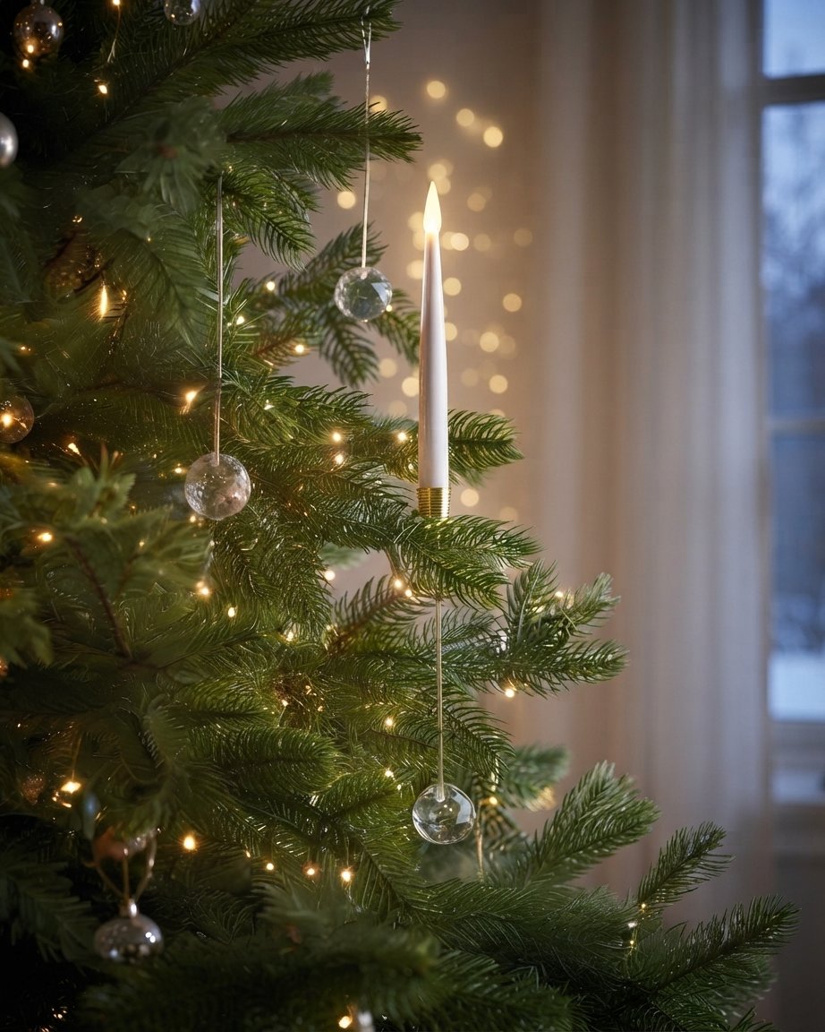 Flameless LED Christmas Tree Candles with Crystal Drops