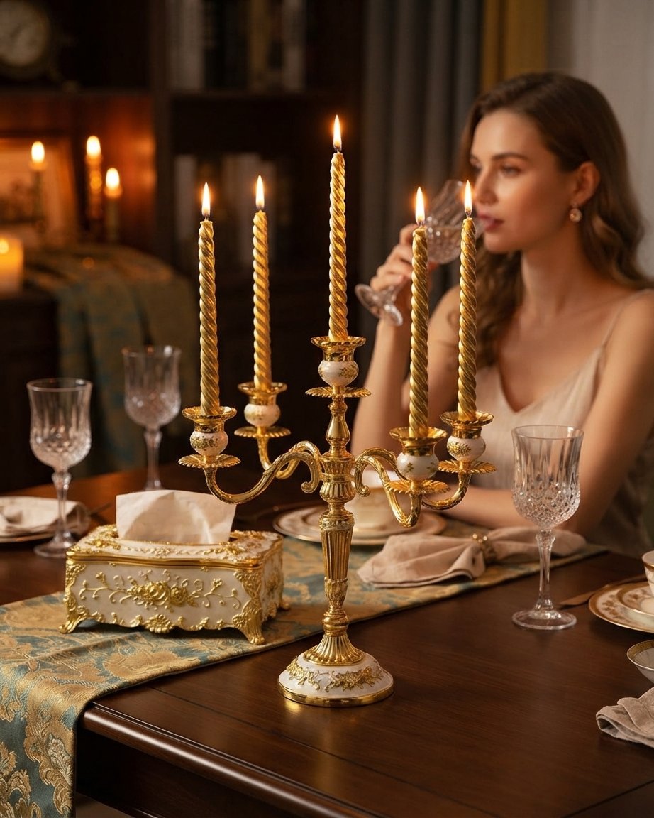 Floral Alloy Candelabra, 3-Arm or 5-Arm