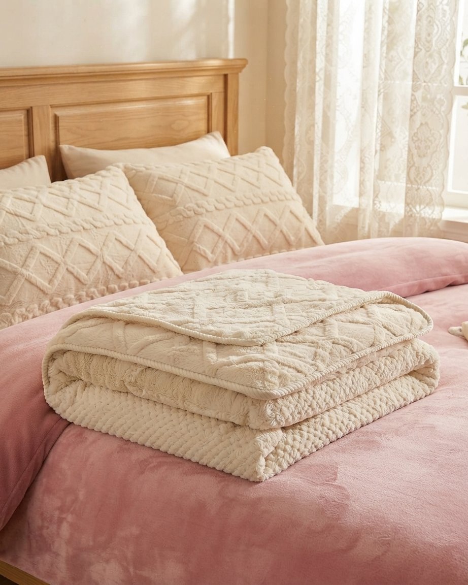 Fluffy Pillowcases Set of 2 – Textured Plush, 48x74 cm