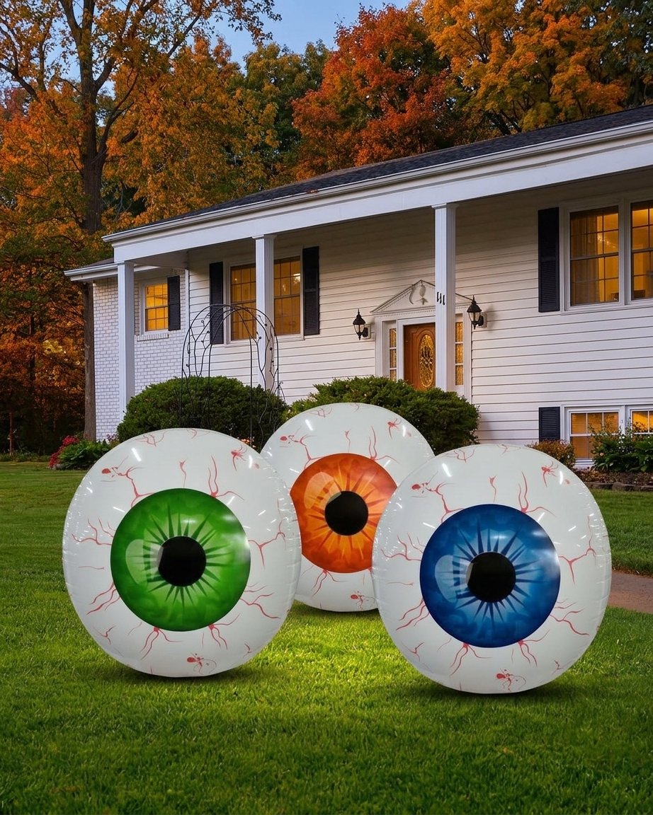Giant Inflatable Halloween Eyeball Balloon with Bloodshot Design – 22 Inch Foil Decoration for Indoor and Outdoor Use