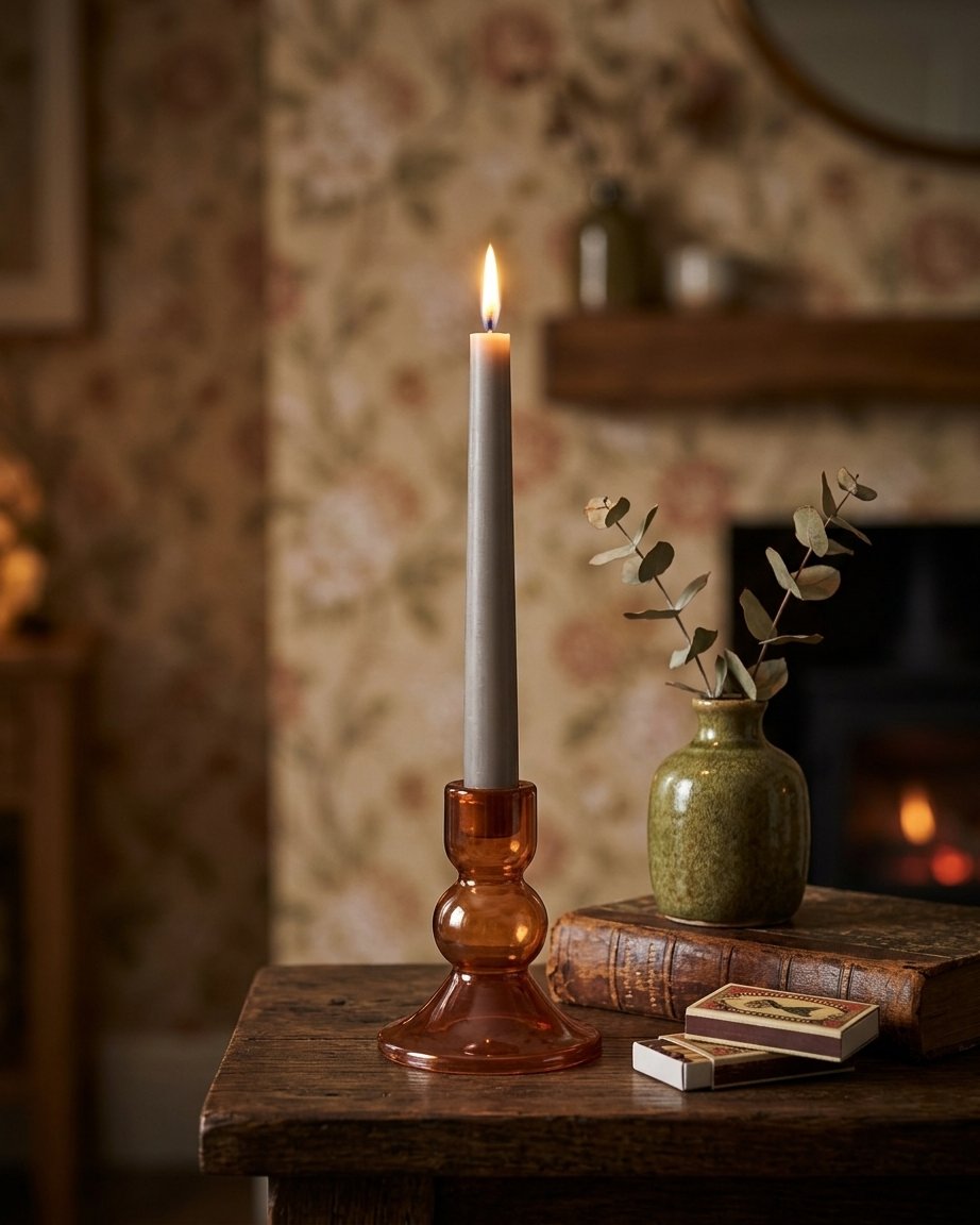 Glass Candle Holder in Red, 2 sizes