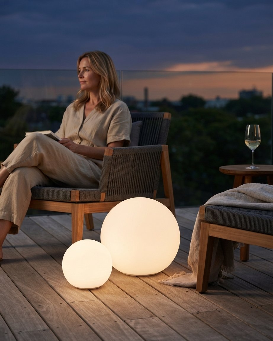 Globe Floor Lamp, Waterproof Indoor & Outdoor LED Ball Light