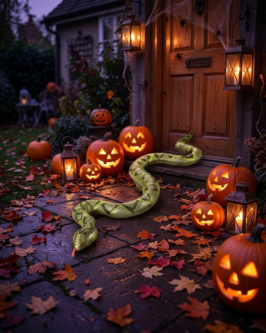 Halloween Inflatable Snake Decoration for Garden, Porch and Haunted House Displays