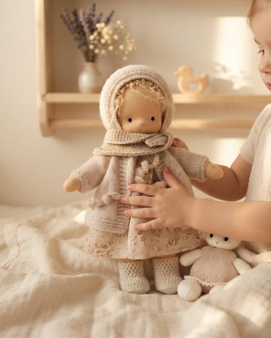 Handmade Cloth Doll Gift Set with Stuffed Animal