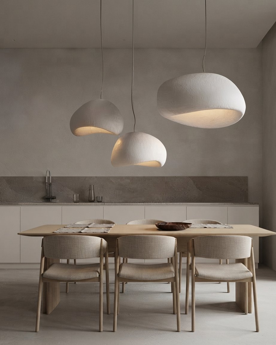 Handmade Wabi-Sabi Pendant Light, Nordic Dome Shade