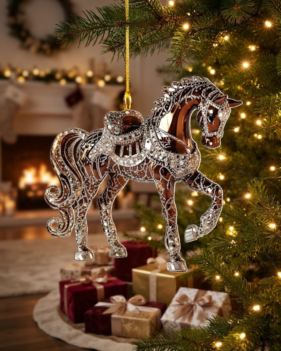 Horse Christmas Tree Ornament, handcrafted acrylic