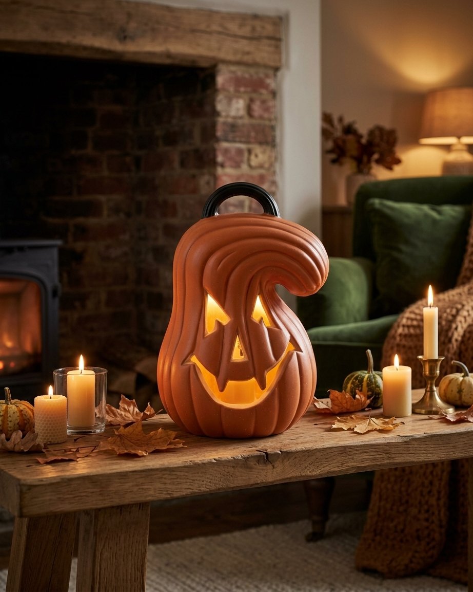Illuminated Jack-o'-Lantern Pumpkin Lamp with Multicolour LED – Battery Operated Halloween Decoration