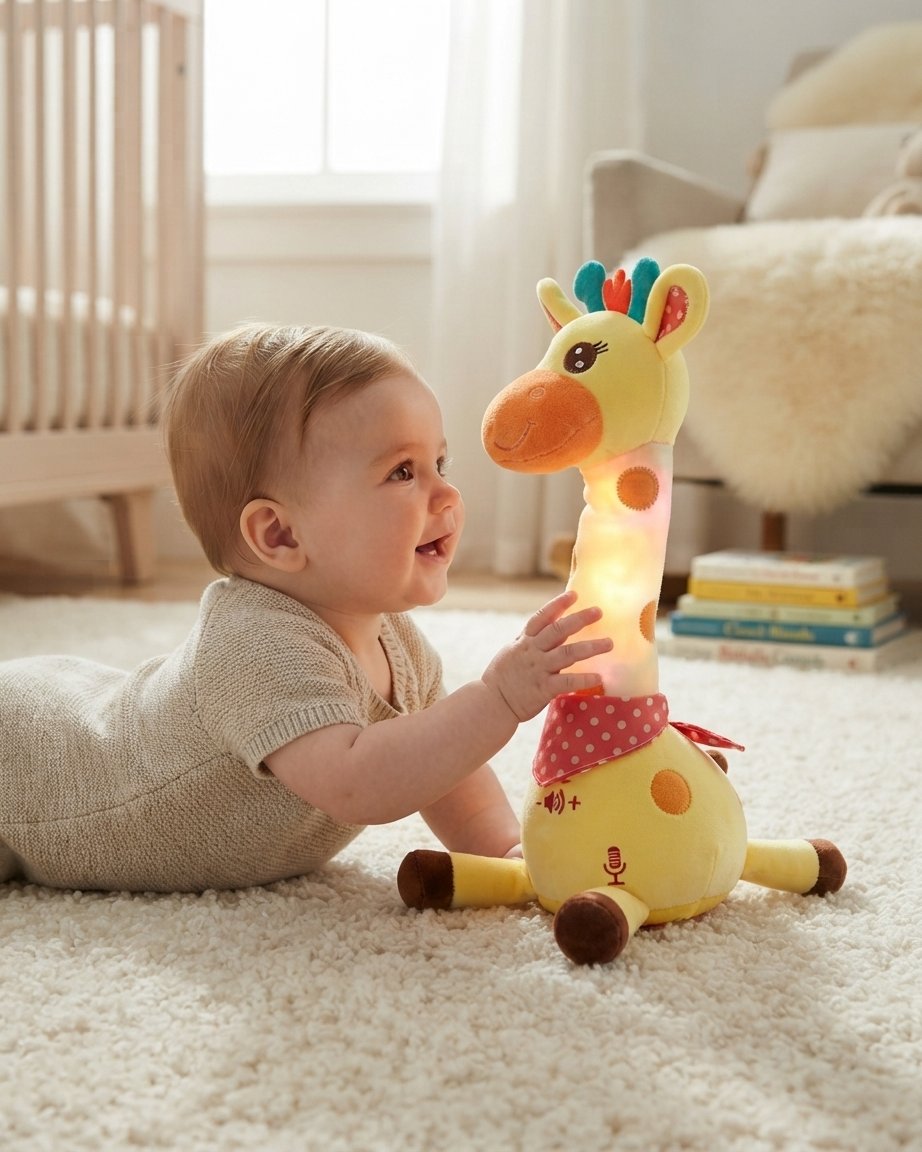 Interactive Singing Giraffe Plush Toy with Lights