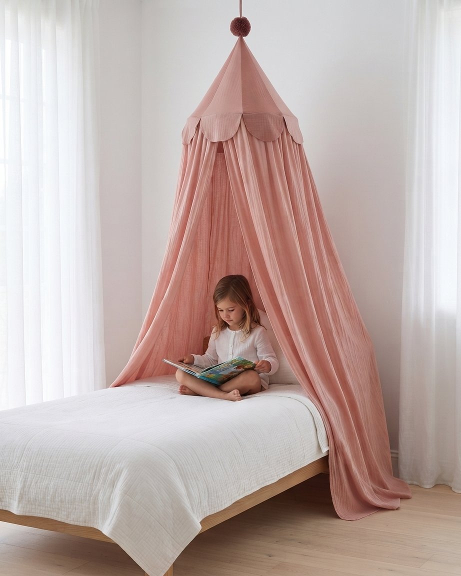 Kids Bed Canopy with Storage Hood – Rose