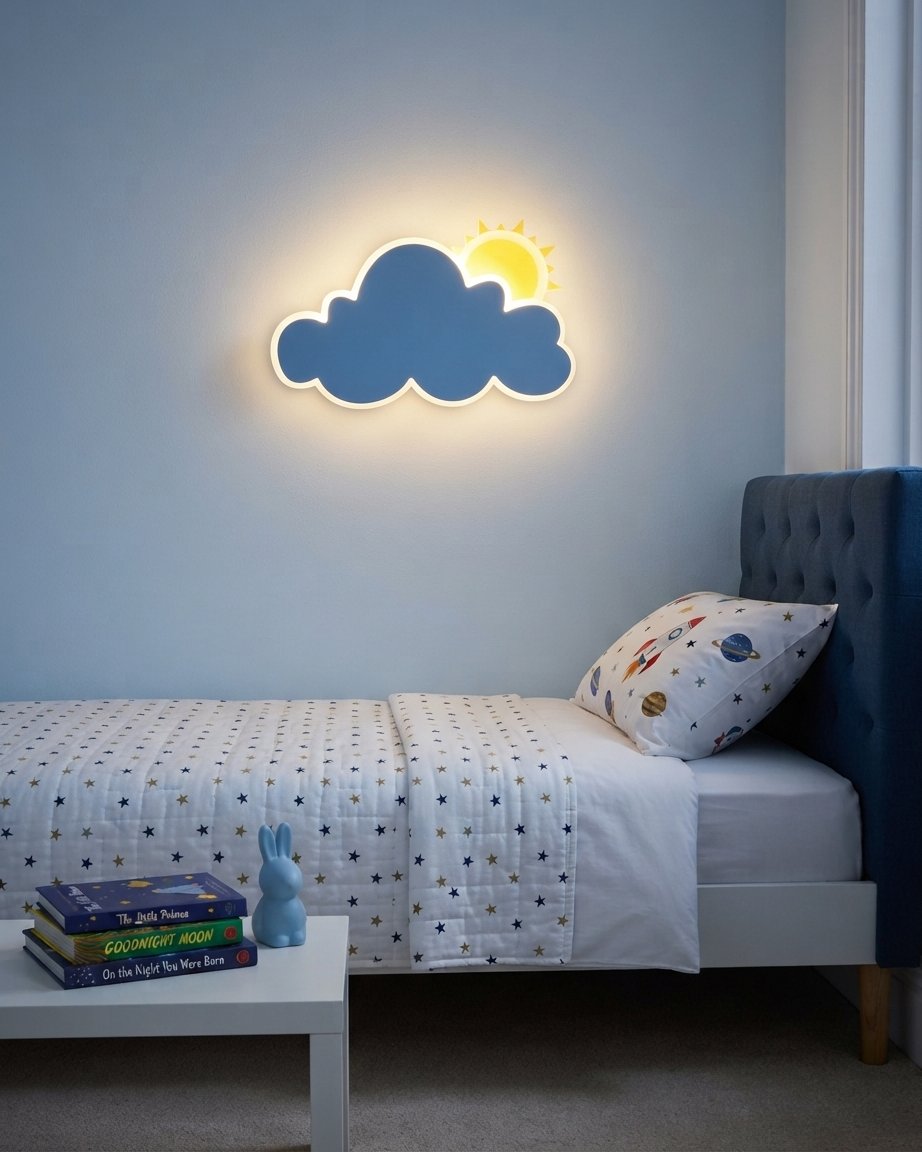 Kids' LED Wall Light – Cloud & Star Shapes, Pull Switch
