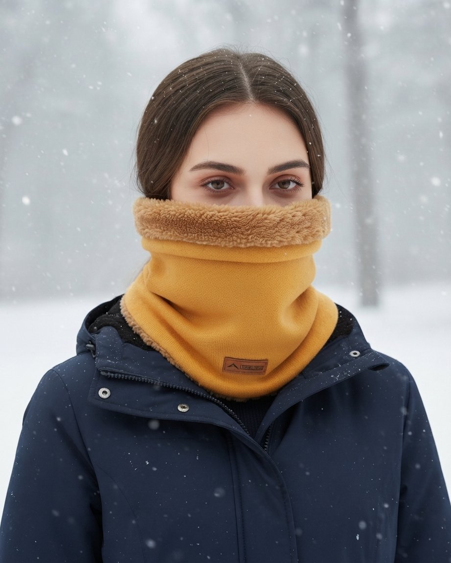 Knitted Neck Warmer with Plush Fleece Lining