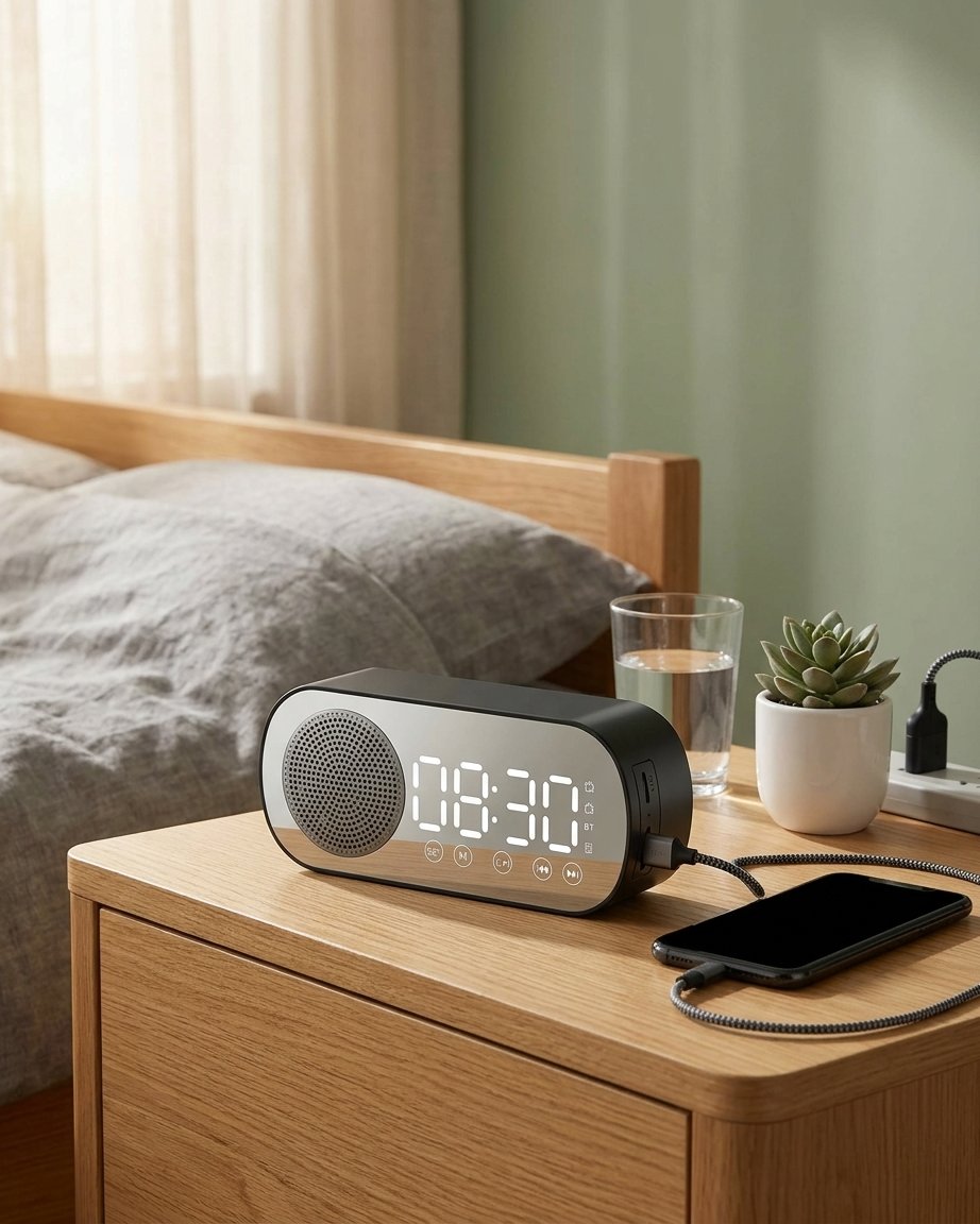 LED Alarm Clock with Bluetooth Speaker and FM Radio