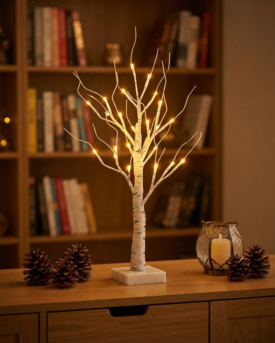 LED Decorative Twig Tree with Warm White Lights, 65 cm