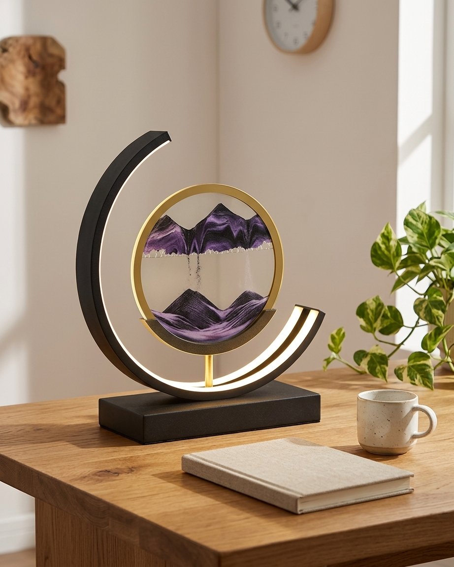 LED Sand Art Table Lamp with Circular Frame