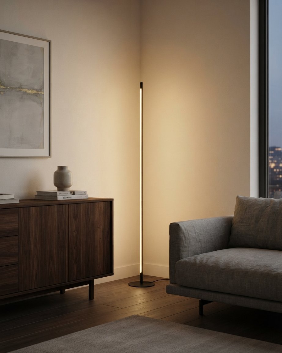 Minimalist Linear LED Floor Lamp with Warm Glow