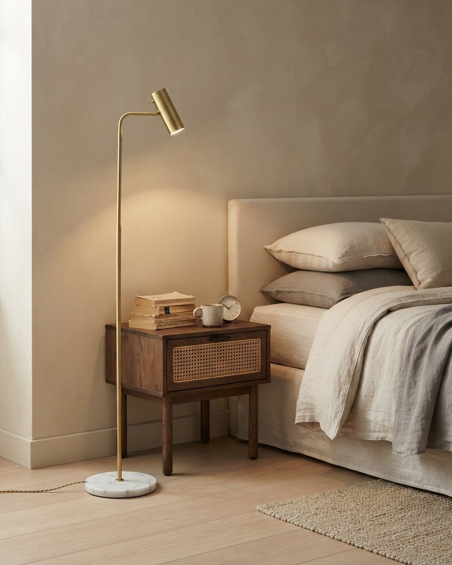Minimalist Metal Floor Lamp with Marble Base, 3 Colours