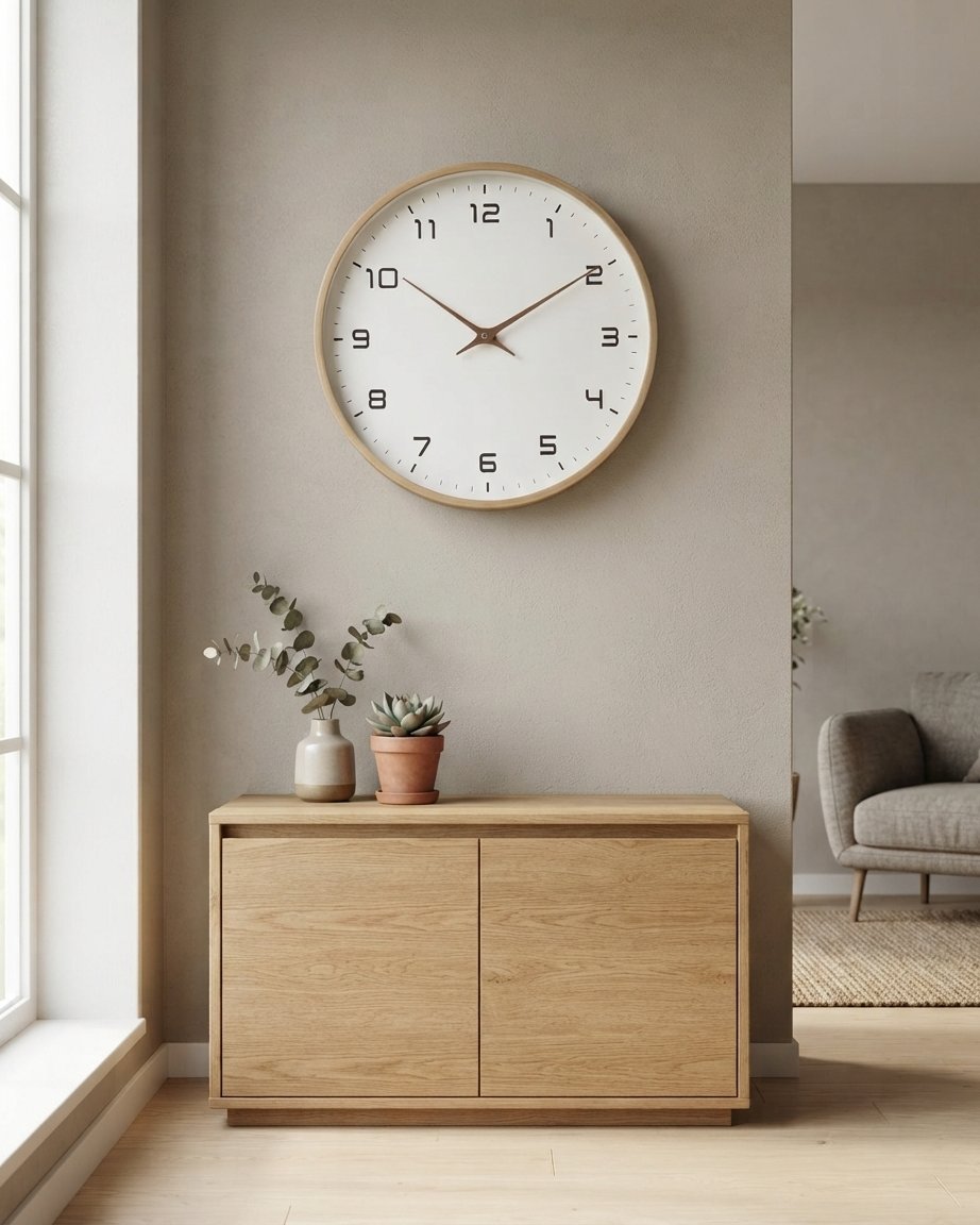 Minimalist Wood Frame Wall Clock with Silent Quartz