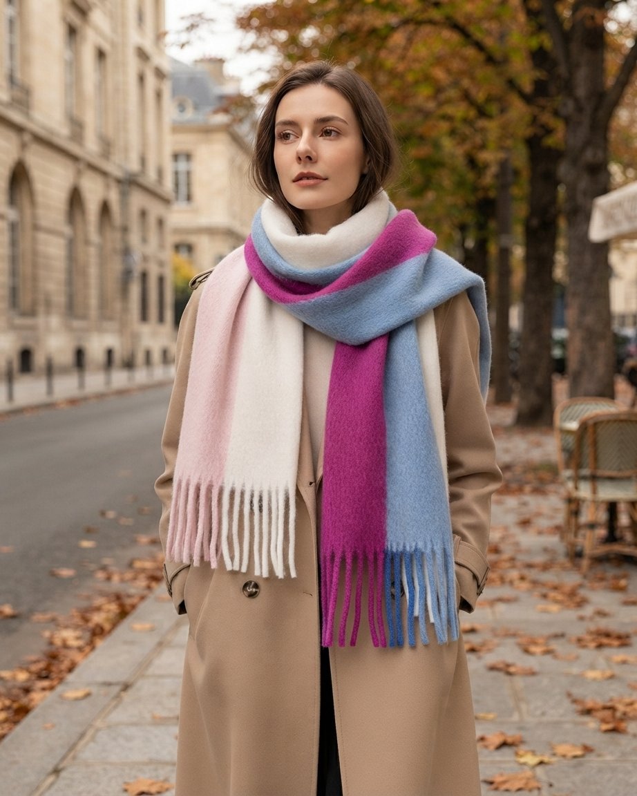 Oversized Plush Winter Scarf with Tassels