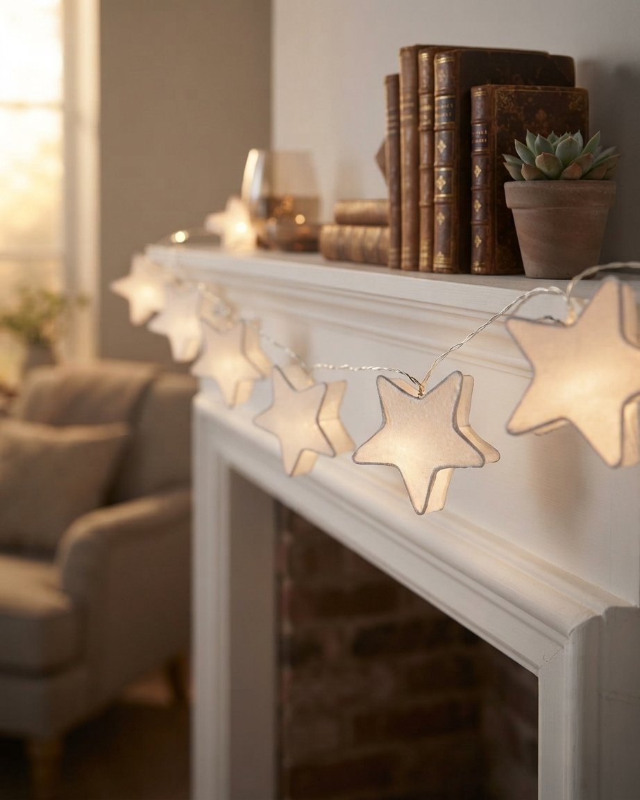 Paper Star LED Fairy Lights, Warm White, Indoor