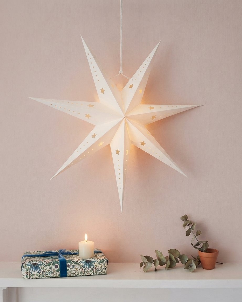 Paper Star LED Light, White Christmas Decoration