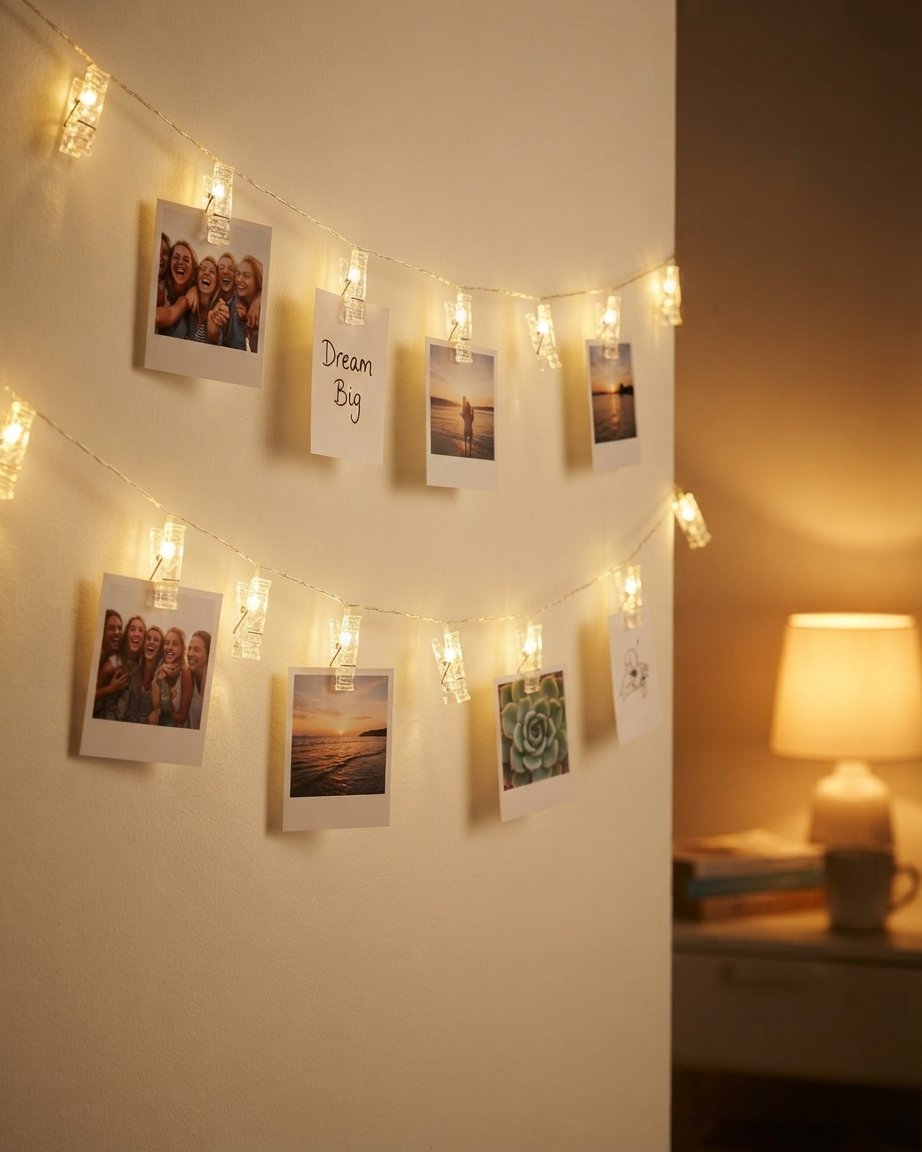 Photo Clip Fairy String Lights with Pegs, Warm White or Colour