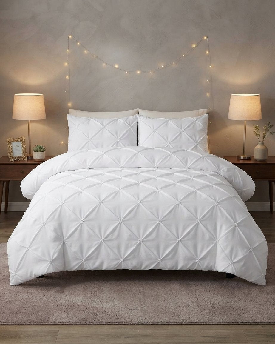 Pintuck Duvet Cover Set with Diamond Texture