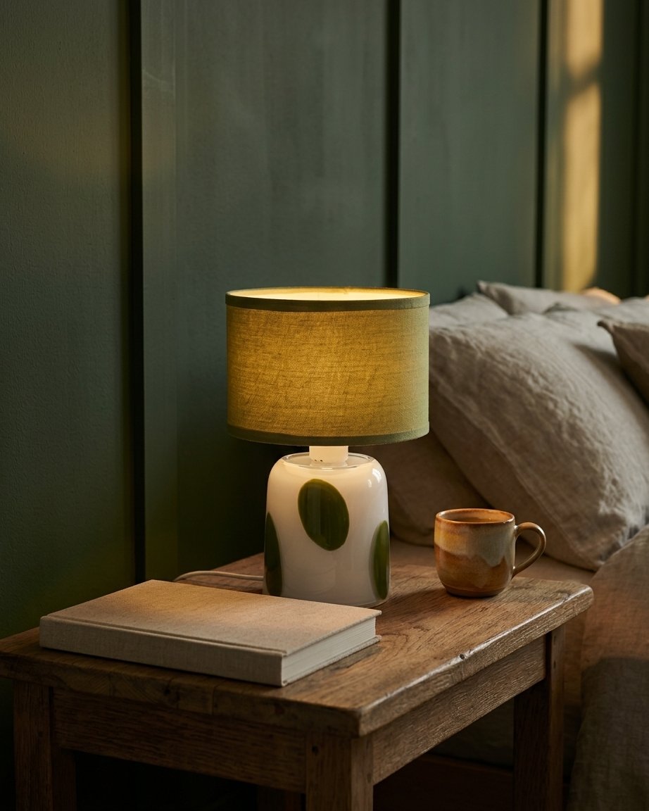 Pixie Rechargeable Table Lamp, Green Polka Dot
