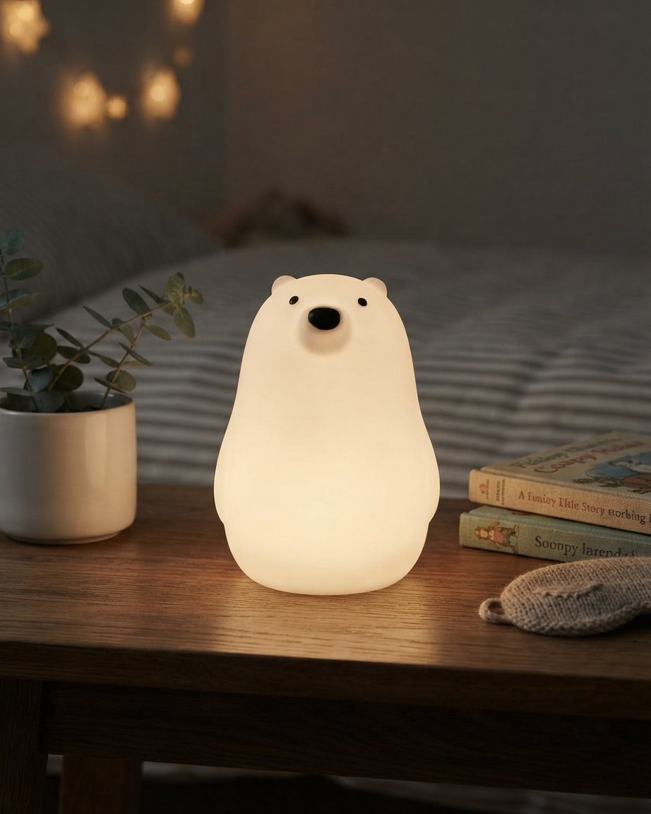 Polar Bear Silicone LED Night Light with Touch Control