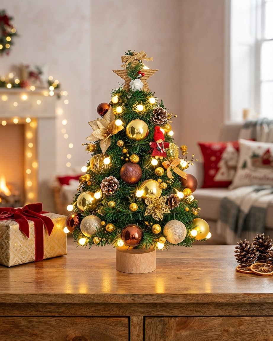 Pre-Lit Decorated Tabletop Christmas Tree with Lights