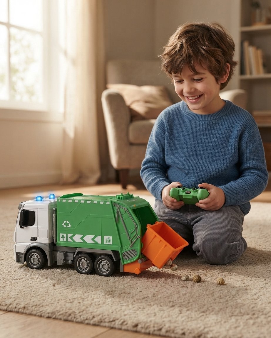 RC Garbage Truck with Lights & Sounds, 1:24 Scale
