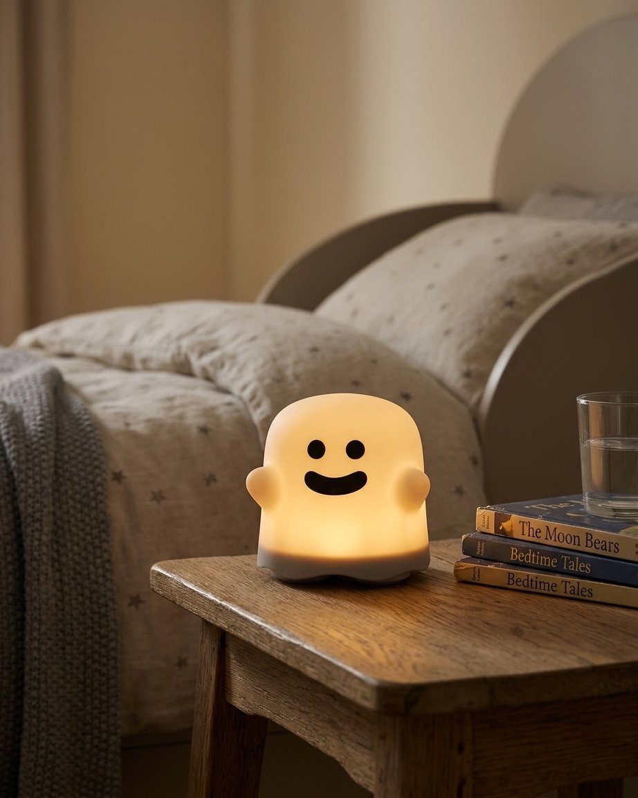 Rechargeable Ghost LED Night Light with Timer – Soft Warm Glow for Bedrooms and Children's Rooms