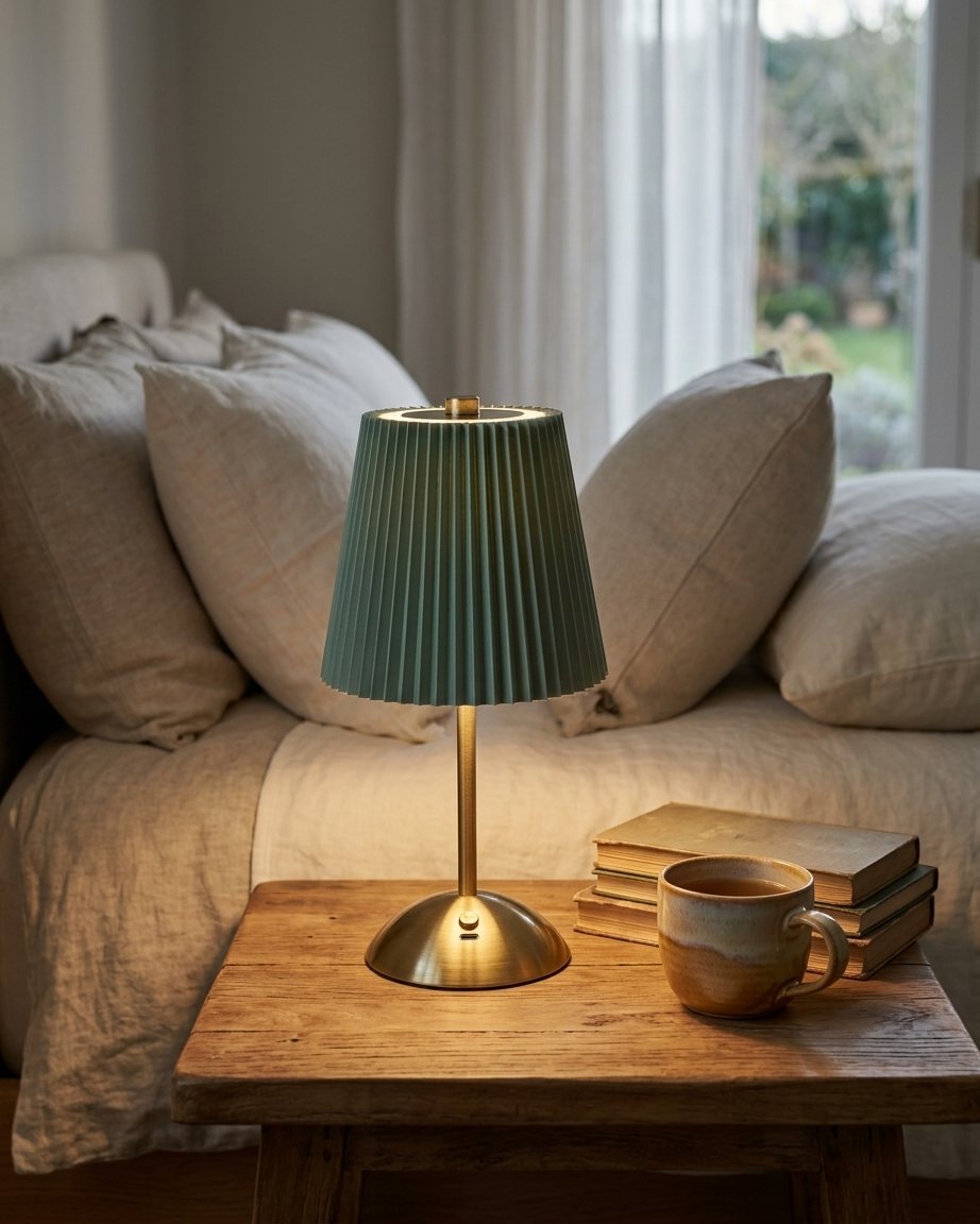 Rechargeable LED Touch Table Lamp, Duck Egg & Brass