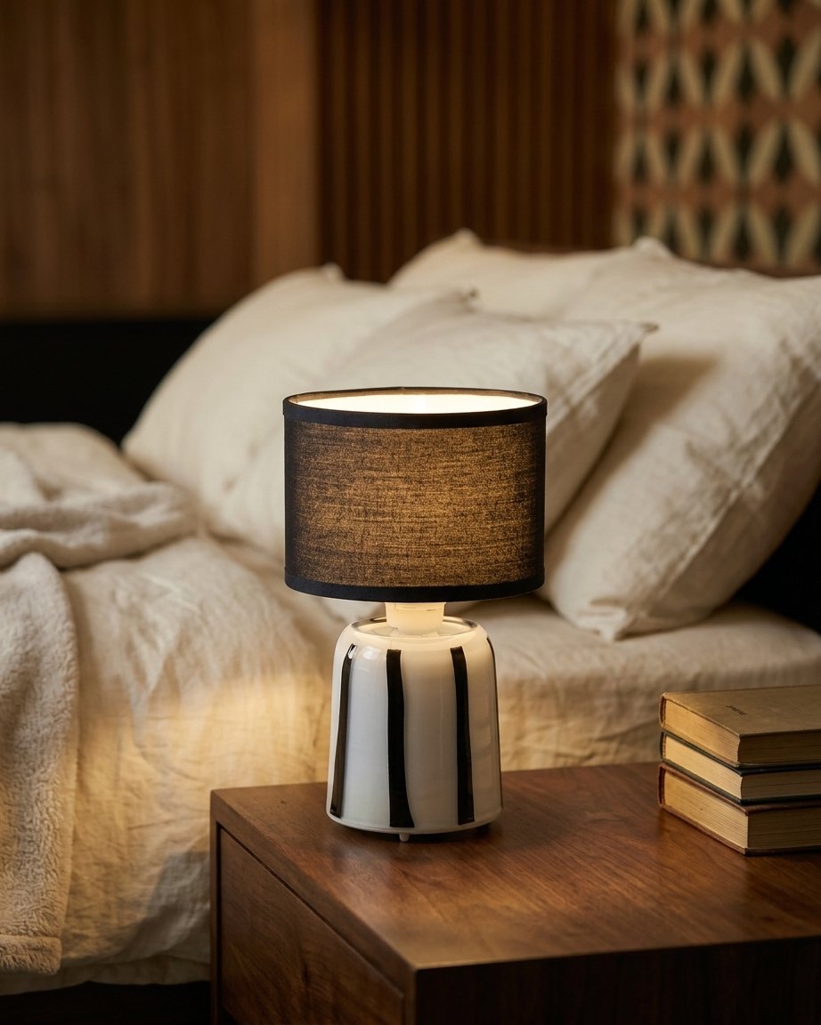 Rechargeable Table Lamp, Black & White Stripe
