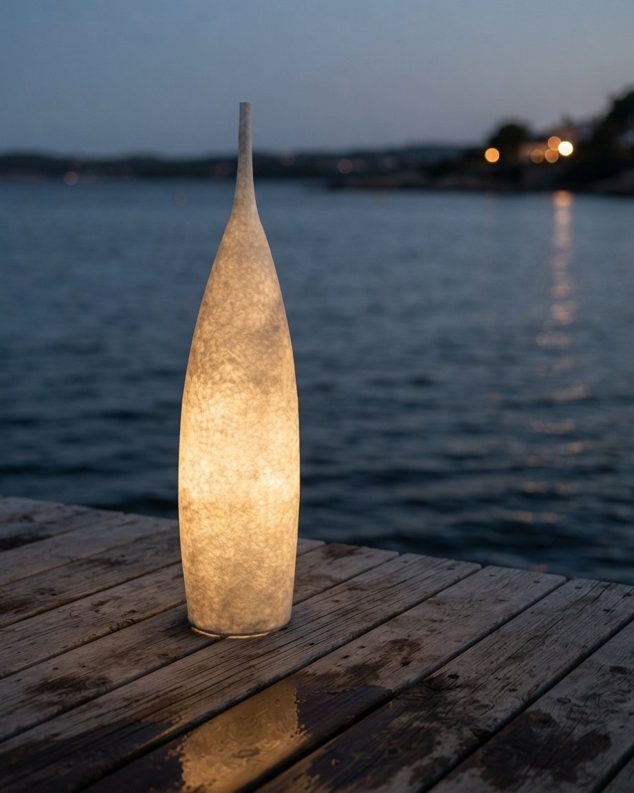 Resin Bottle Floor Lamp, Warm LED, Two Heights