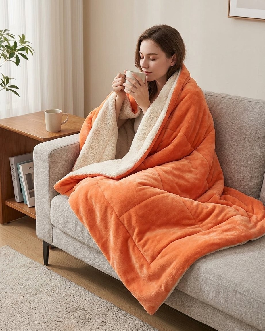 Reversible Sherpa Fleece Blanket, Double-Sided