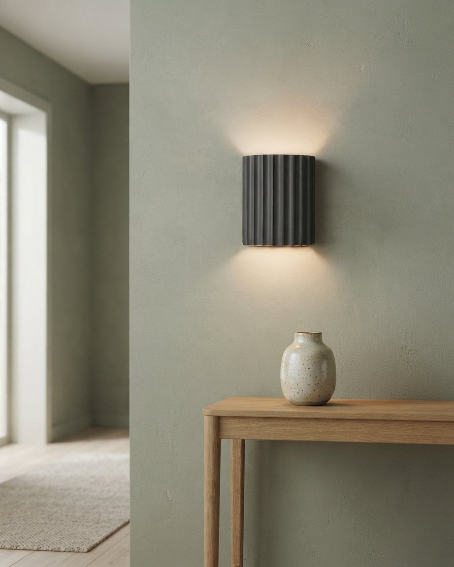 Ribbed Resin LED Wall Light, 7W Warm Glow