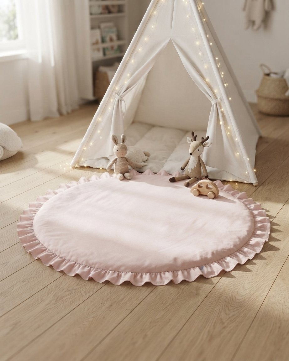 Round Baby Play Mat with Ruffled Edge, 100 cm